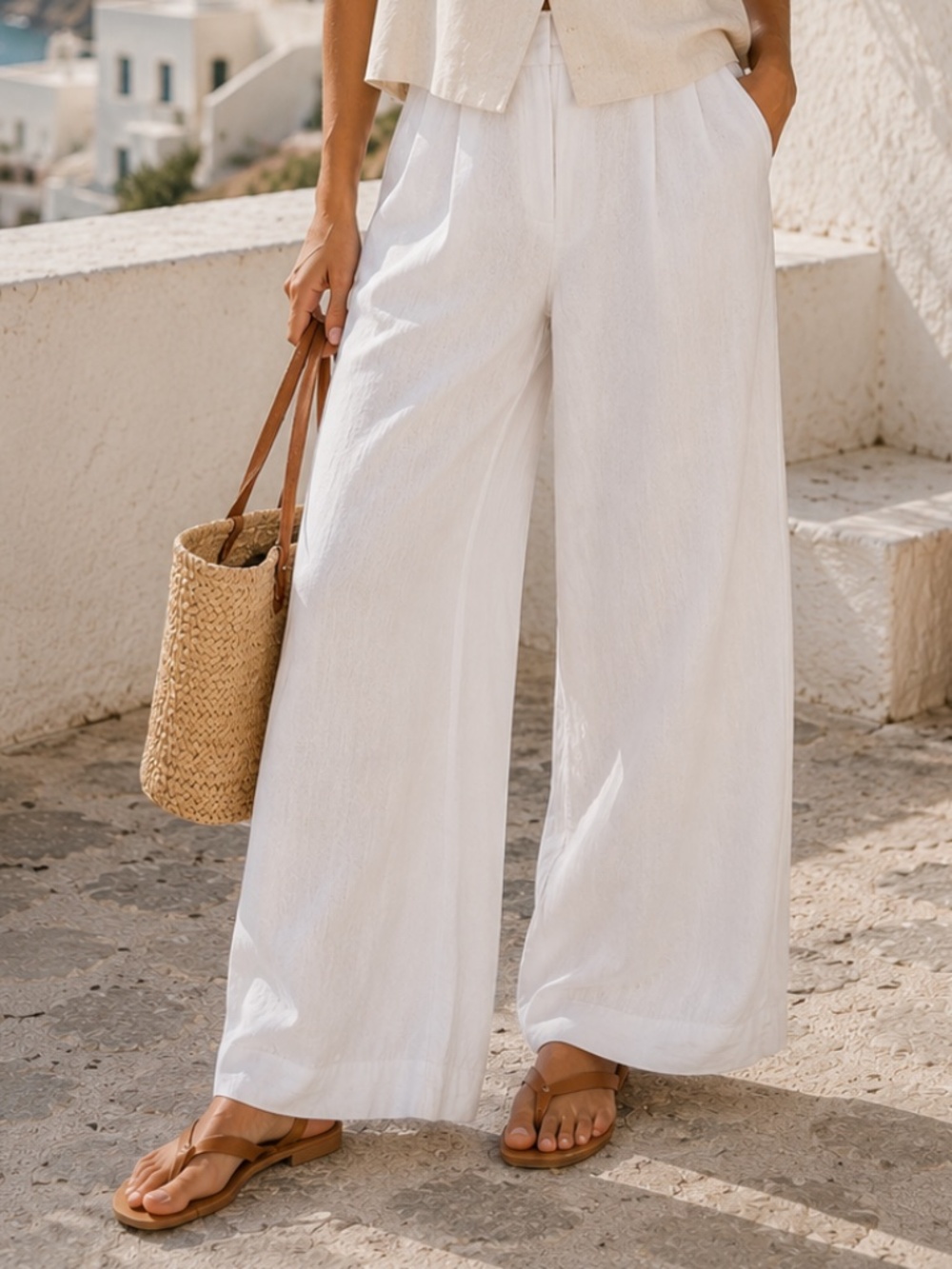 z supply high rise linen blend pants ivory cream nwt size s